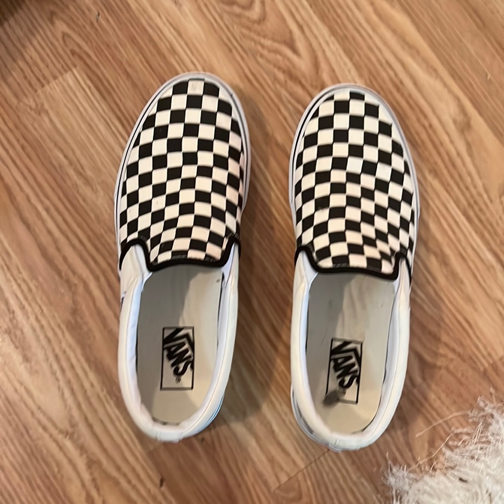 Checkered slip on vans mens size 9